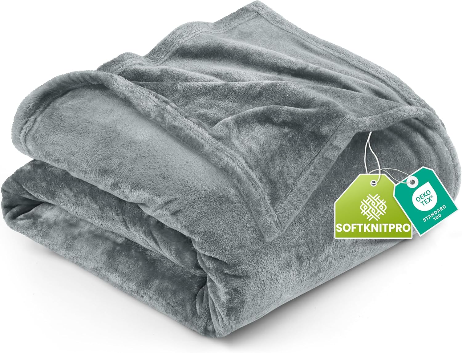 Bedding Fleece Blanket Queen Size Grey (90x90 Inches) Ultra Soft Warm Lightweight Microfiber Breathable Anti-Static Cozy Bed Blanket, All-Season Home Decor Gift for Men & Women