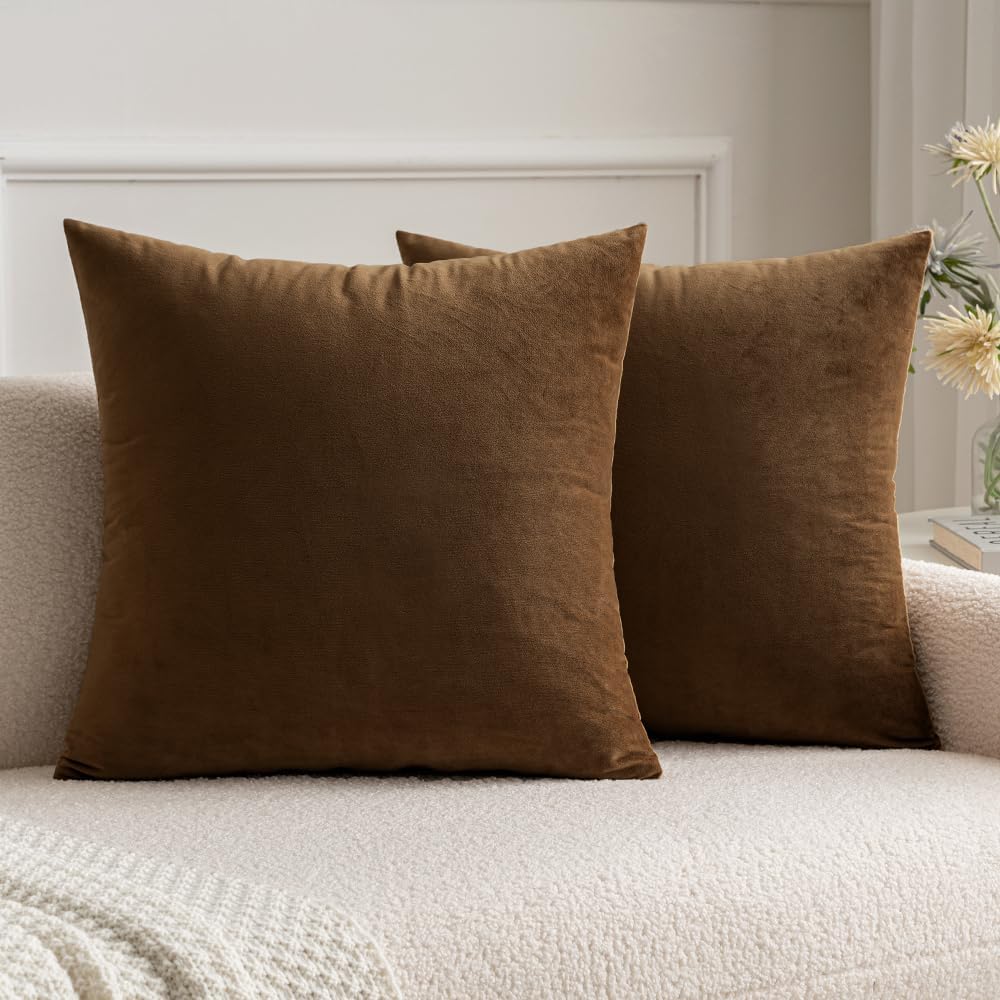 MIULEE Velvet Throw Pillow Covers 18x18 Inch, Pack of 2 - Dark Blue, Super Soft Decorative Square Cushion Cases Modern Luxury Home Decor for Sofa, Couch, Bed, Chair