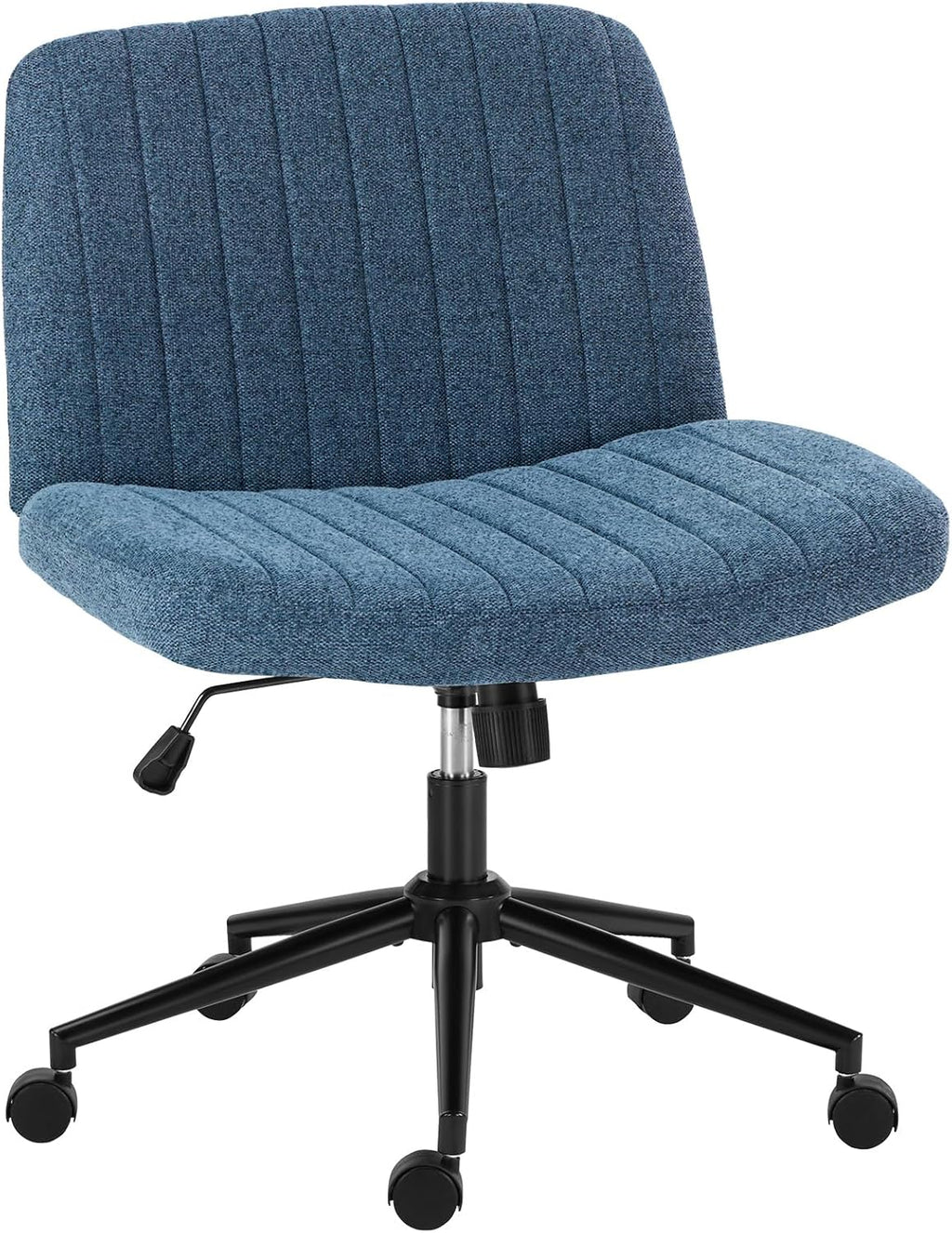 Criss Cross Chair with Wheels Wide Cross Legged Office Desk Vanity Chair Comfy Fabric Armless Adjustable Swivel for Home Computer Task Teddy Pink